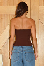 Load image into Gallery viewer, Darla Strapless Lace Trim Top - Chocolate
