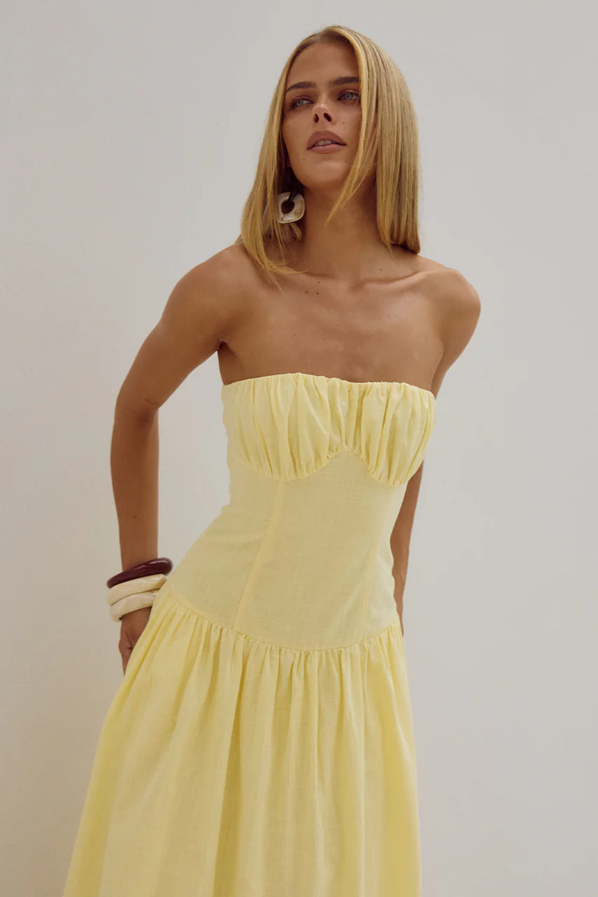 Poppy Midi Dress - Lemon