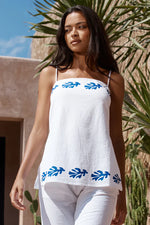 Load image into Gallery viewer, Amalia Top - White/Blue
