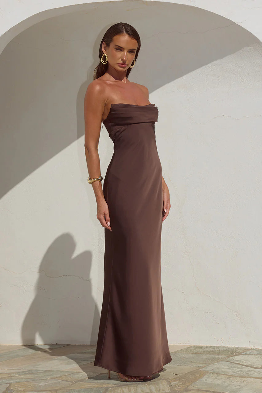 Madeleine Strapless Maxi Dress - Bitter Chocolate