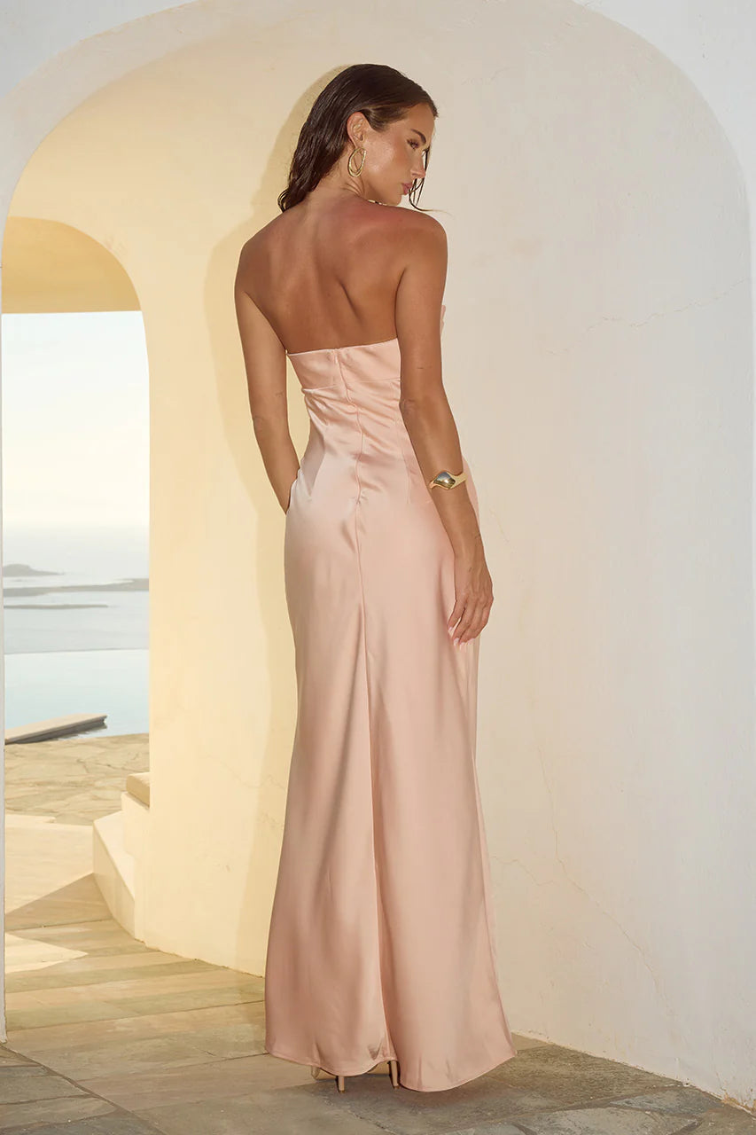 Madeleine Strapless Maxi Dress - Peach