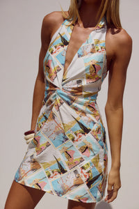 Holly Mini Dress - Vacay Aqua