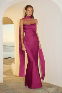 Madeleine Strapless Maxi Dress - Plum