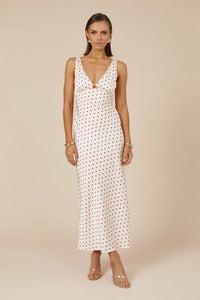 Livi Midi Dress - White/Red