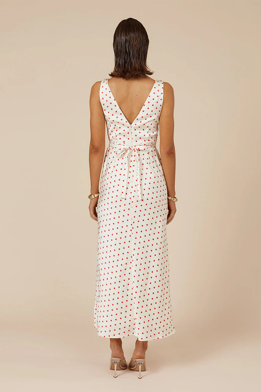 Livi Midi Dress - White/Red