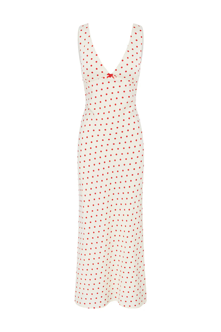 Livi Midi Dress - White/Red