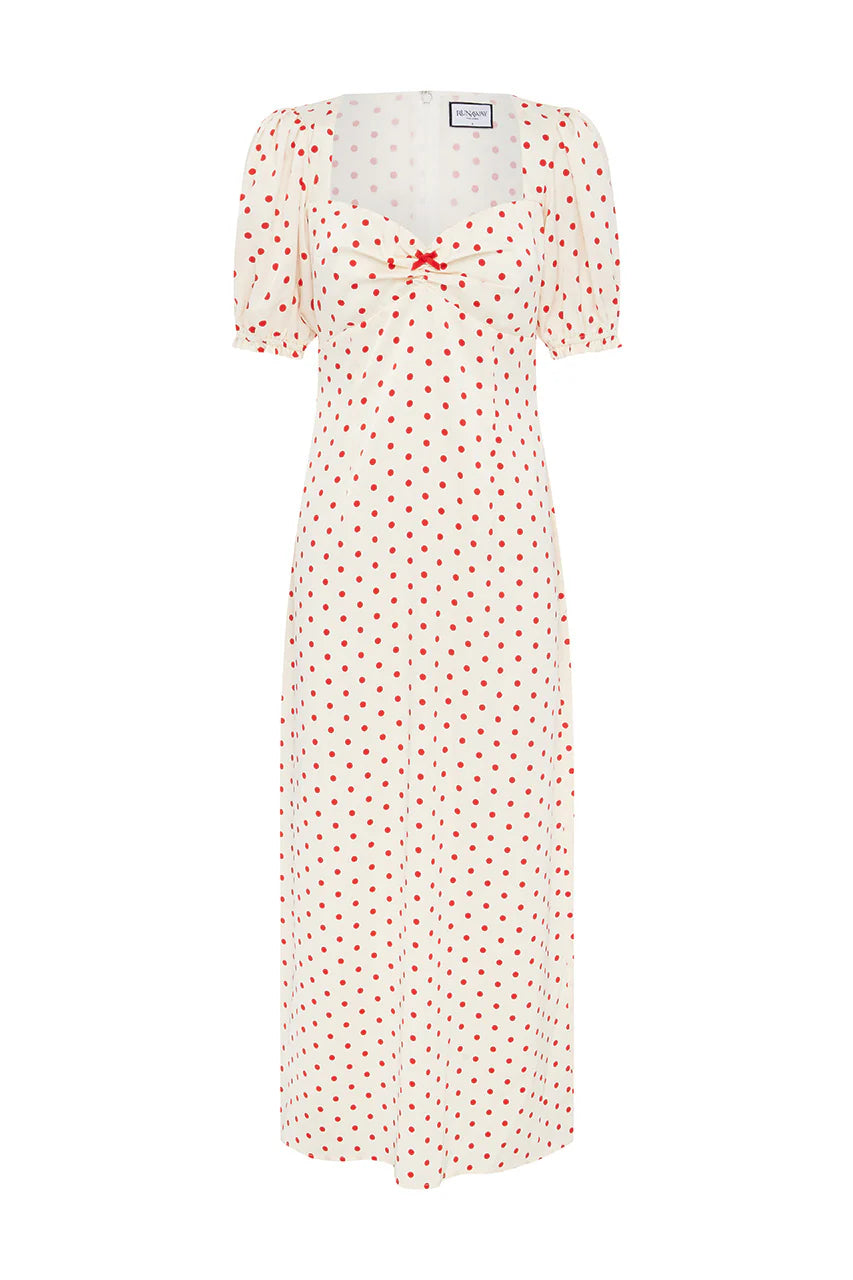 Sarela Midi Dress - White/Red