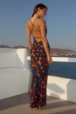 Load image into Gallery viewer, Brigette Cowl Cross Back Maxi Dress - Valina Orange
