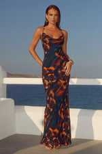 Load image into Gallery viewer, Brigette Cowl Cross Back Maxi Dress - Valina Orange
