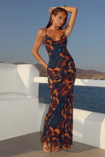 Load image into Gallery viewer, Brigette Cowl Cross Back Maxi Dress - Valina Orange

