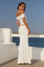 Load image into Gallery viewer, Remina Low Waist Ruched Maxi Skirt - White
