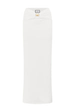 Load image into Gallery viewer, Remina Low Waist Ruched Maxi Skirt - White
