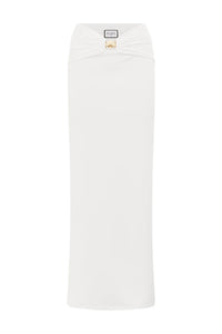 Remina Low Waist Ruched Maxi Skirt - White