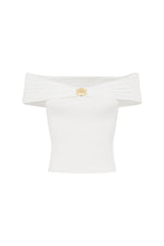Load image into Gallery viewer, Remina Ruched Off Shoulder Top - White
