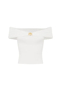 Remina Ruched Off Shoulder Top - White