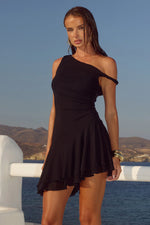 Load image into Gallery viewer, Tacha One Shoulder Mini Dress - Black
