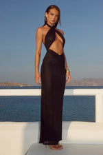 Load image into Gallery viewer, Mandi Cross Neck Cutout Maxi Dress - Black
