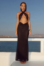 Load image into Gallery viewer, Mandi Cross Neck Cutout Maxi Dress - Black

