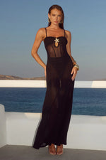 Load image into Gallery viewer, Tisha Sheer Maxi Dress - Black
