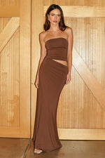 Load image into Gallery viewer, Piper Strapless Cutout Maxi Dress - Chocolate
