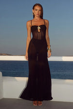 Load image into Gallery viewer, Tisha Sheer Maxi Dress - Black

