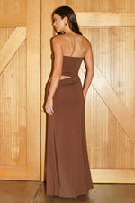 Load image into Gallery viewer, Piper Strapless Cutout Maxi Dress - Chocolate
