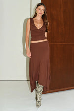 Load image into Gallery viewer, Lune Handkerchief Midi Skirt - Chocolate
