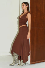 Load image into Gallery viewer, Lune Handkerchief Midi Skirt - Chocolate
