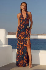 Load image into Gallery viewer, Mabella Halter Maxi Dress - Valina Orange
