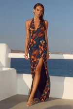 Load image into Gallery viewer, Mabella Halter Maxi Dress - Valina Orange
