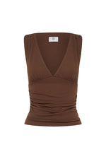 Load image into Gallery viewer, Lune V-Neck Top - Chocolate
