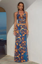 Load image into Gallery viewer, Lotus Cowl Halter Top - Valina Orange
