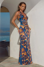 Load image into Gallery viewer, Lotus Cowl Halter Top - Valina Orange
