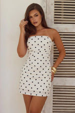 Load image into Gallery viewer, Cairo Strapless Mini Dress - White/Black Polka
