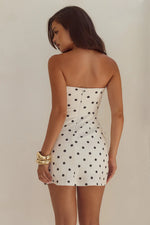 Load image into Gallery viewer, Cairo Strapless Mini Dress - White/Black Polka
