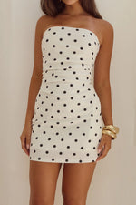 Load image into Gallery viewer, Cairo Strapless Mini Dress - White/Black Polka
