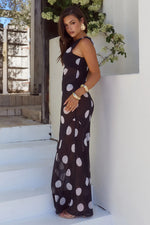 Load image into Gallery viewer, Tera High Neck Maxi Dress - Black/White Polka
