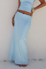 Load image into Gallery viewer, Georgina Low Waist Maxi Skirt - Blue/Choc Polka
