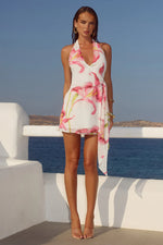 Load image into Gallery viewer, Zia Halter Faux Wrap Mini Dress - Celina Pink
