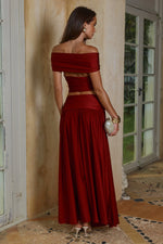 Load image into Gallery viewer, Nivali Draped Waist Maxi Skirt - Cherry
