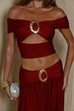 Load image into Gallery viewer, Nivali Off Shoulder Top - Cherry
