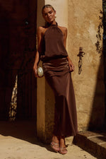 Load image into Gallery viewer, Liliette Halter Maxi Dress - Chocolate
