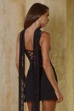 Load image into Gallery viewer, Starla Bustier Scarf Mini Dress - Black
