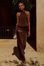 Load image into Gallery viewer, Liliette Halter Maxi Dress - Chocolate
