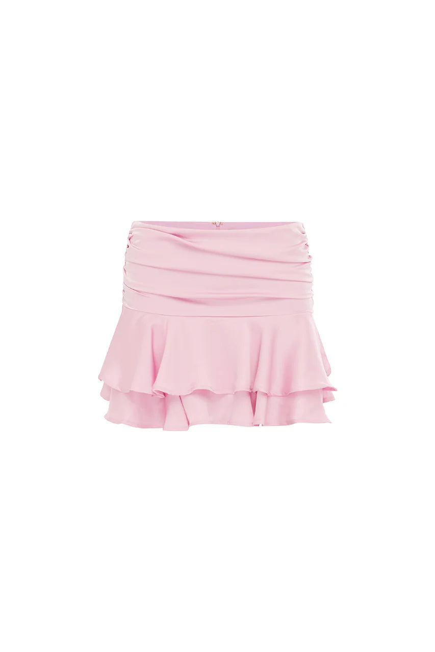 Laney Layered Ruffle Mini Skirt - Baby Pink