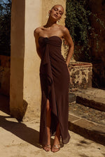 Load image into Gallery viewer, Fiora Strapless Maxi Dress - Chocolate
