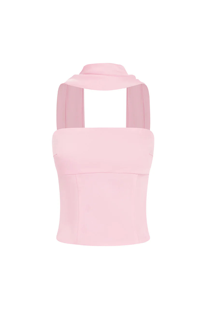 Laney Reverse Halter Top - Baby Pink