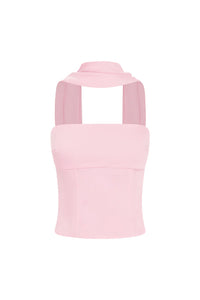Laney Reverse Halter Top - Baby Pink