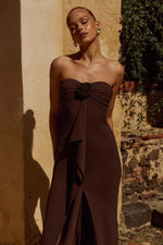 Load image into Gallery viewer, Fiora Strapless Maxi Dress - Chocolate
