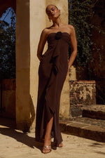 Load image into Gallery viewer, Fiora Strapless Maxi Dress - Chocolate
